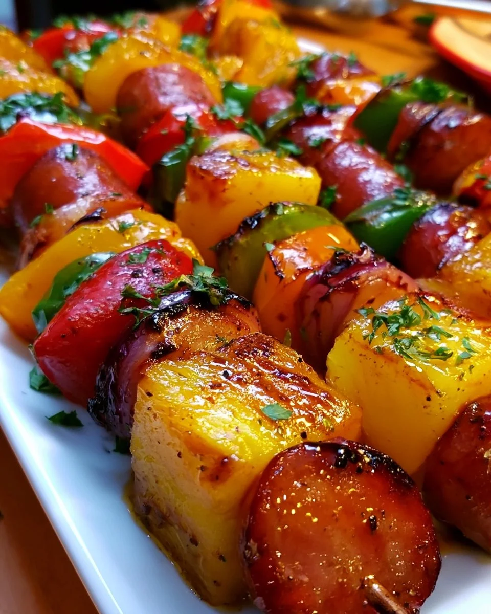 Grilled Pineapple Kielbasa Skewers