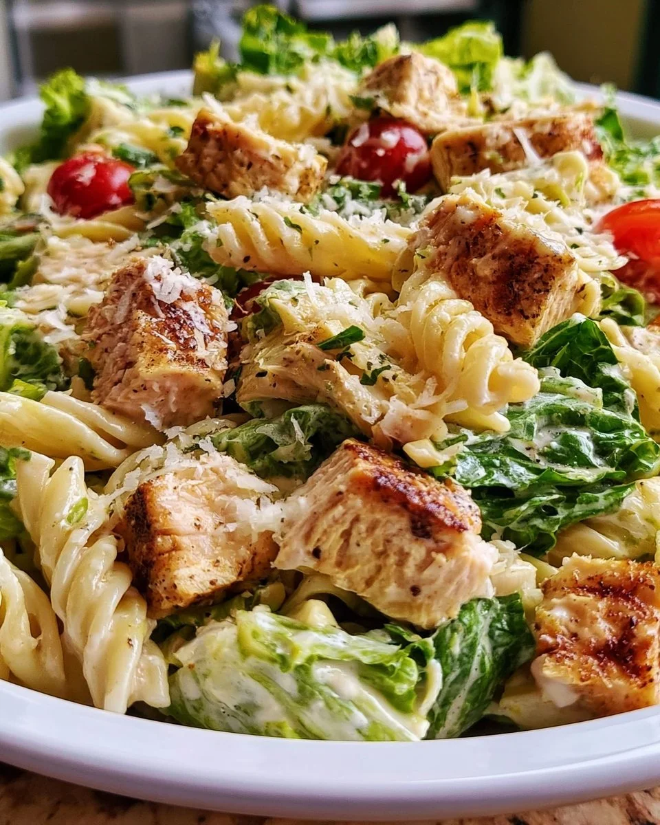 High-Protein Chicken Caesar Pasta Salad