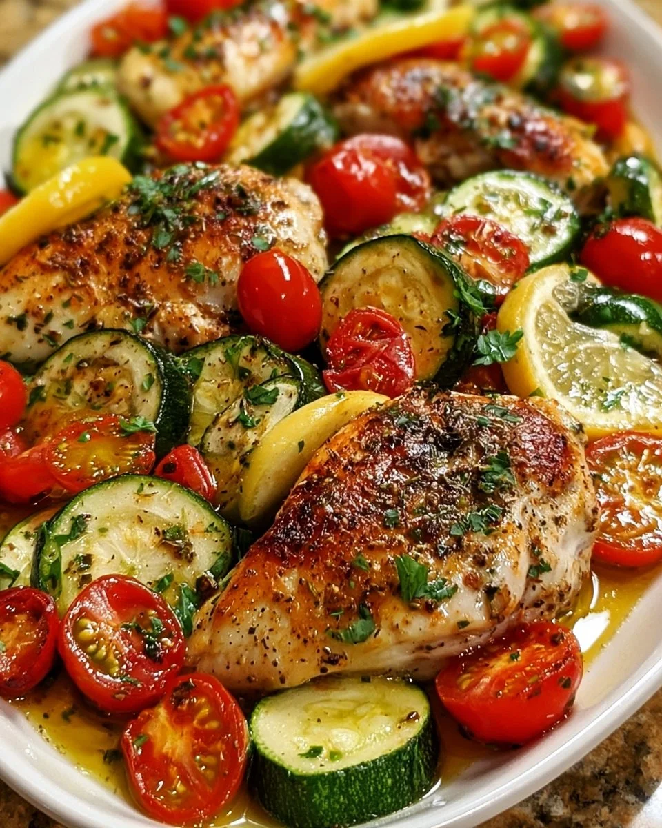 Sheet Pan Mediterranean Chicken &amp; Zucchini