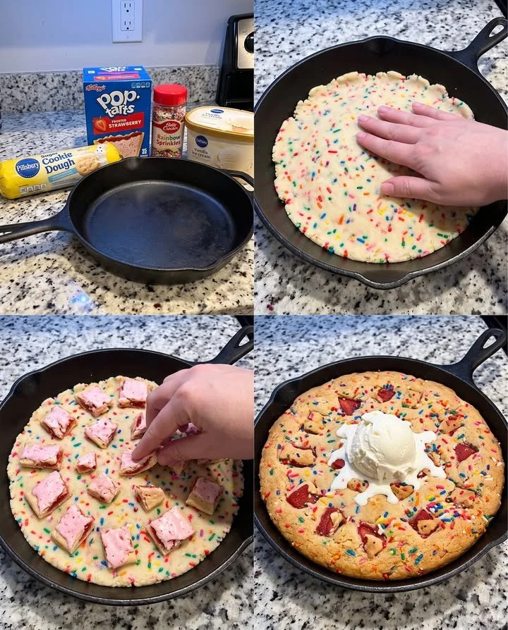 Strawberry Pop-Tarts Skillet Cookie