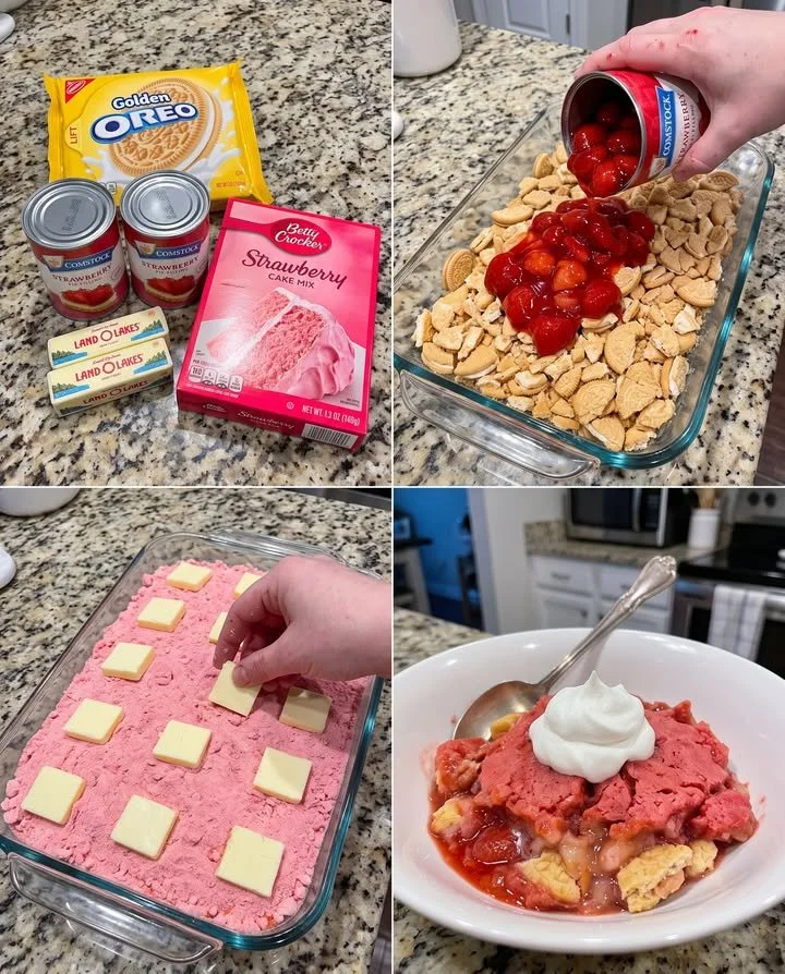 Golden Oreo Strawberry Crunch Dump Cake